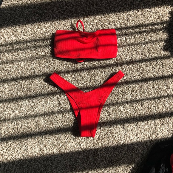 Zaful Other - Red strapless and cheeky bikini set